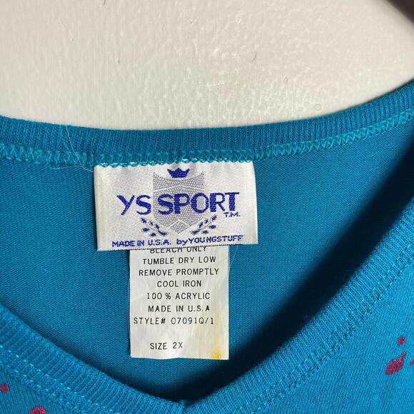 Blue floral print V-neck long sleeves blouse size 2X - Picture 4 of 4